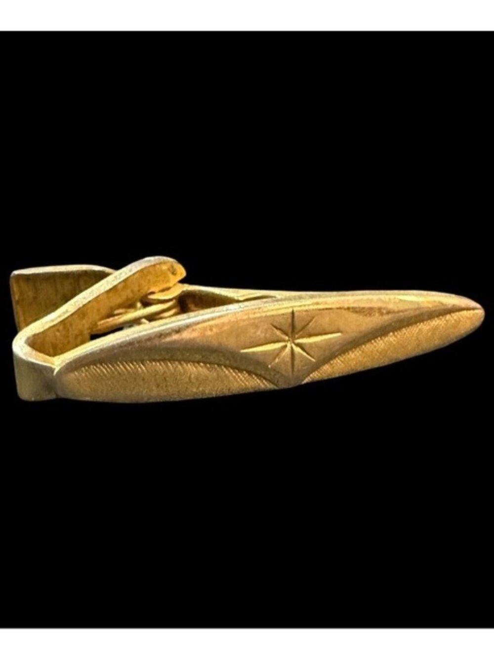 Vintage Tie Bar Clip Gold Tone Starburst Mens